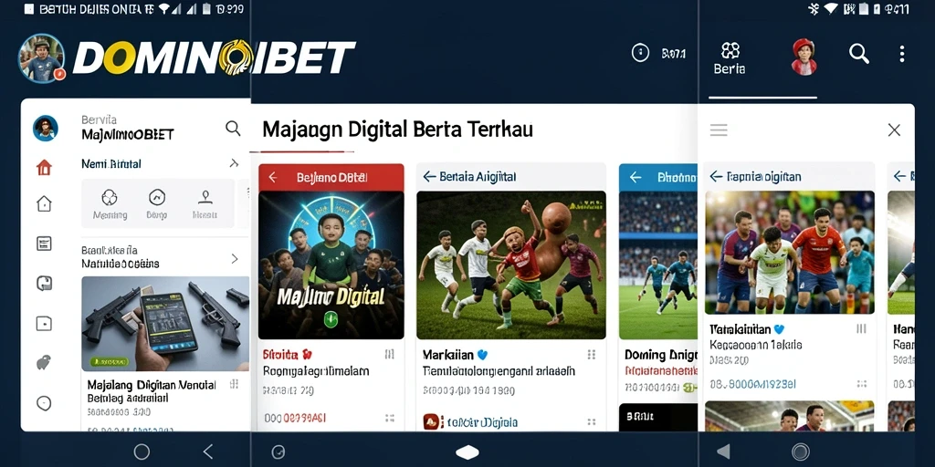 Tampilan antarmuka aplikasi Majalah Digital DOMINOBET yang modern dan menarik.