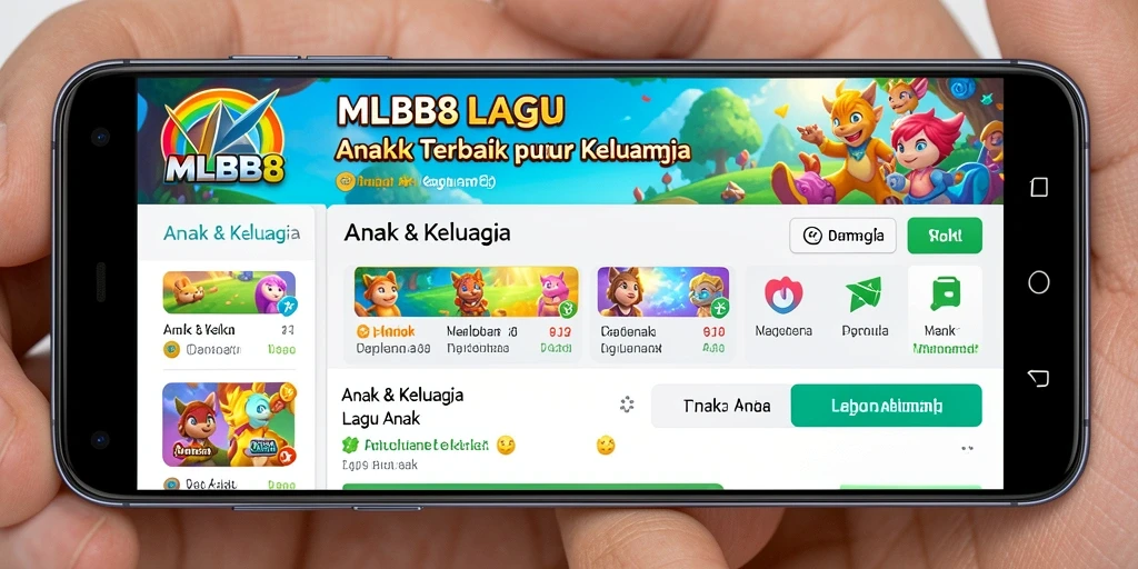 Tampilan antarmuka MLBB8 dengan lagu anak yang ceria.