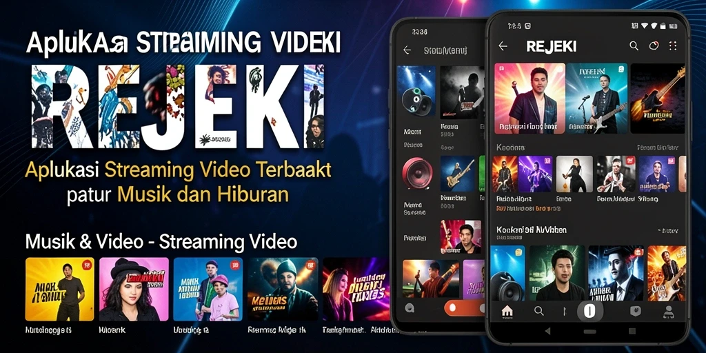 Tampilan antarmuka aplikasi REJEKI dengan fitur Streaming Video yang menarik.