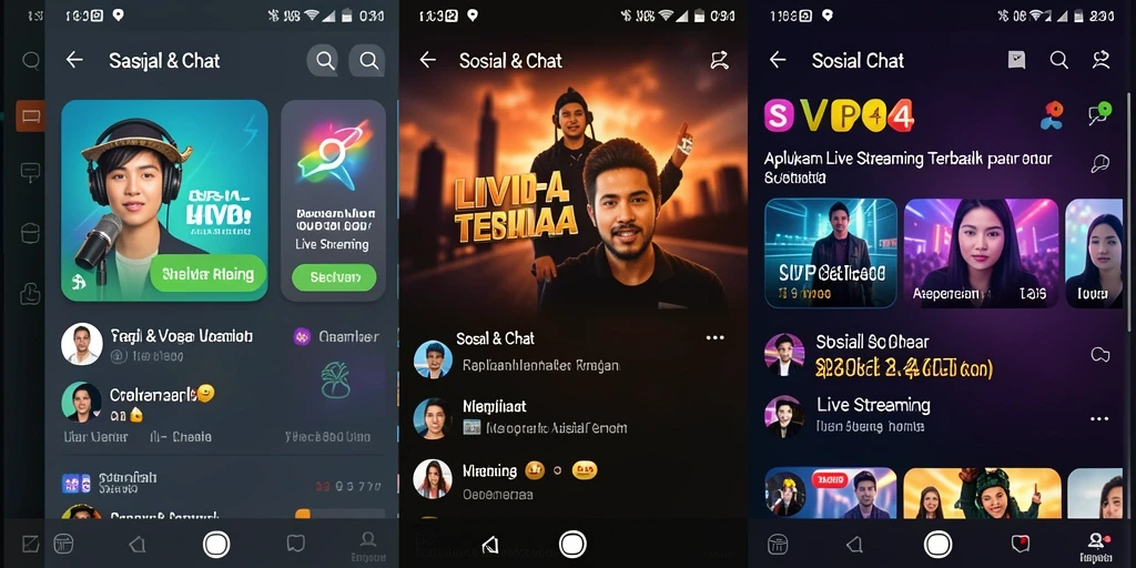Screenshot utama SVIP4 menampilkan antarmuka Live Streaming yang menarik dan interaktif.